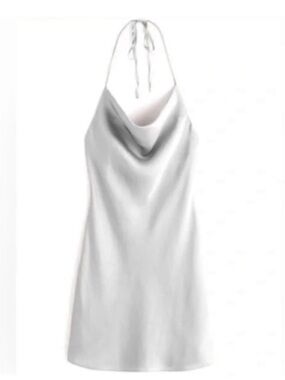 Abercrombie & Fitch Silver Cowl Neck Halter Slip Dress